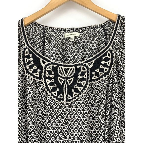 Max studio S2K embroider ruffle top size large relaxed 1758 - Picture 4 of 11